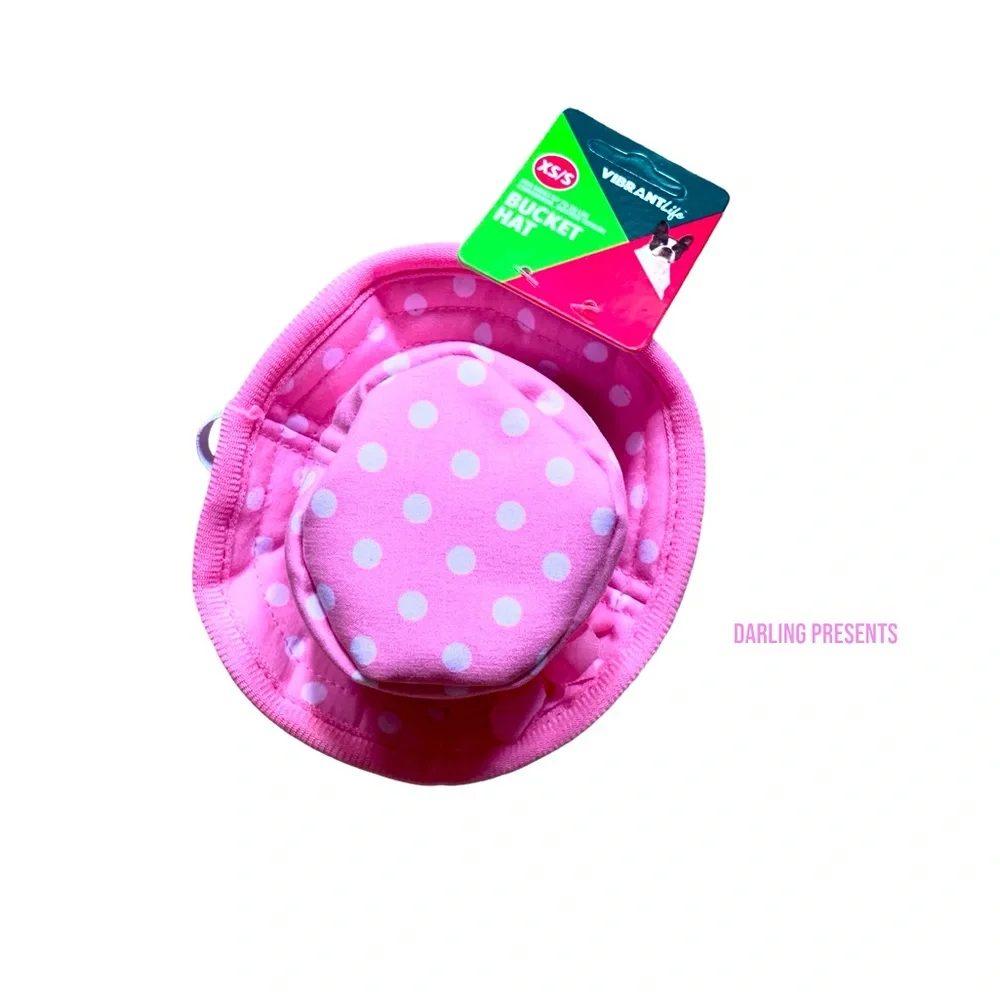 Vibrant Life Polkadot Bucket Hat Dog Color Pink Size XS/S